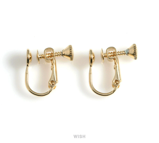 8pcs Clip on Earring Converters in Gold, Non Pierced Earrings / FG-036-E