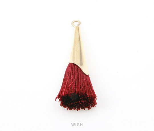 Red Thread Tassel with Cone Cap in Gold / TRDG-005-T