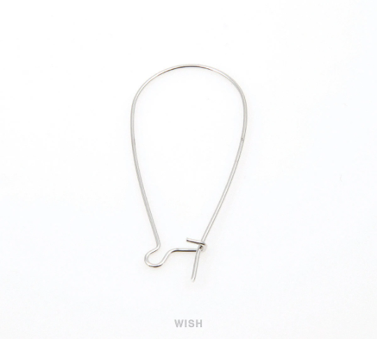 Large Kidney Hook in Rhodium, Kidney Hook Earrings / FRH-016-E (10pcs)