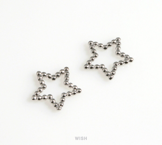 Open Star Pendants in Rhodium, Open Star Charms / MRH-600-P