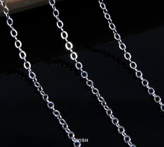 3 Meter of 235SF Flat Cable Chain in Rhodium, Rhodium plated chain / RBRH001-CH