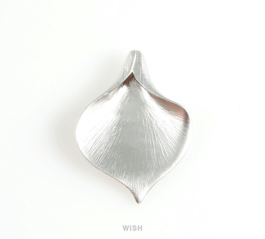 Calla Petal Pendants in Matte Rhodium, Textured Calla Petal Charm / MMRH-073-P (Large)
