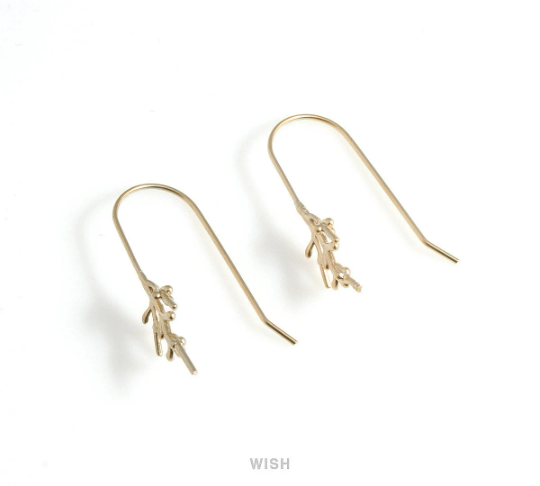 Pine Tree Hook Earrings in Matte Gold, Pine Tree Ear hooks /MMG-571-E