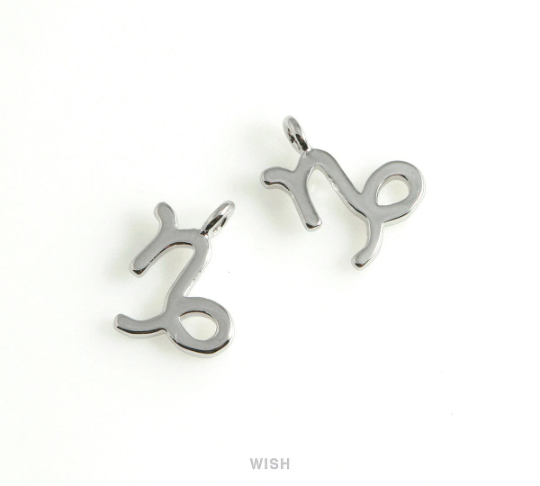 Capricorn Zodiac Sign Pendants in Rhodium, Zodiac Charm / MRH-453-CP