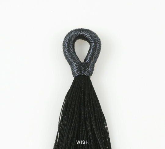 Black Cotton Thread Tassel, Black Tassel Earrings / TBKG-008-T