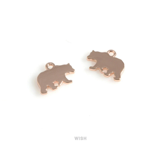 Bear Pendant in Rose Gold, Rose Gold Bear Charm /MRG-546-P