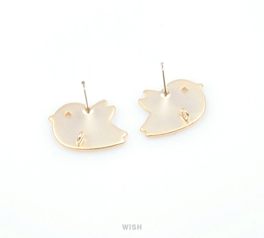 Bird Stud Earrings in Matte Gold, Sparrow Stud Ear Post / MMG-108-E