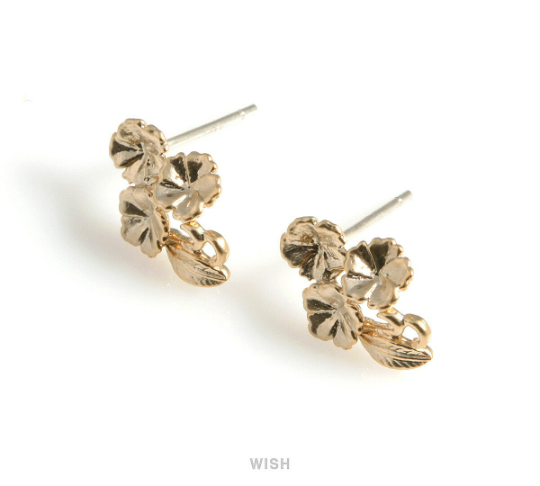 Triple Flower Stud Earrings in Matte Gold, Triple Flower Studs/ MMG-570-E