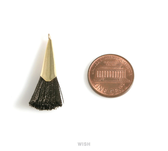 Dark Khaki Thread Tassel with Cone Cap in Gold, Khaki Cotton Thread Tassel / TOVG-005-T