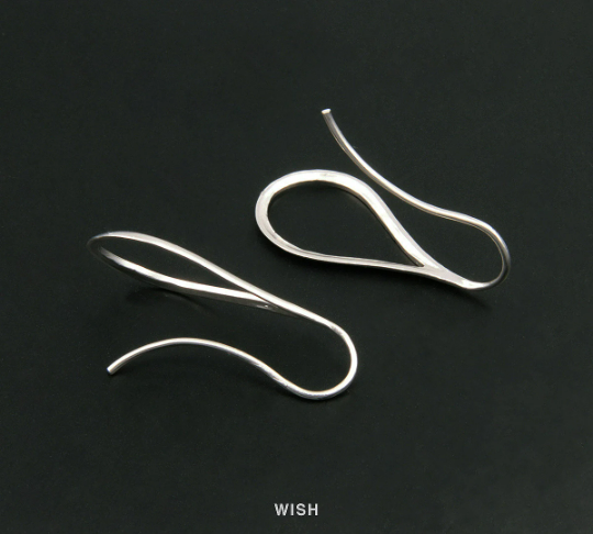 Teardrop Hook Earrings in Matte Rhodium, Teardrop Ear Hook / MMRH-107-E