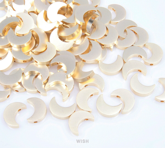 Crescent Beads Pendants in Matte Gold, Crescent Moon Beads / MMG-101-B