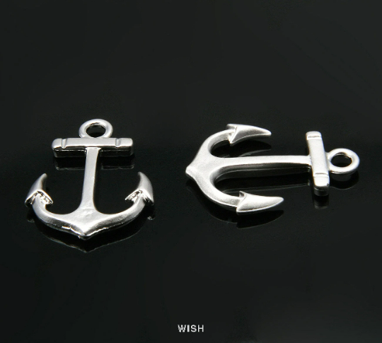 Anchor Pendant in Matte Rhodium, Large Anchor /MMRH-297-P (4pcs)