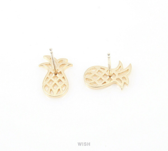 Pineapple Earpost in Matte Gold, Pineapple Earrings / MMG-019-E