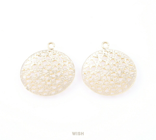 Mesh Round Pendants in Matte Gold, Round Charms / MMG-047-P