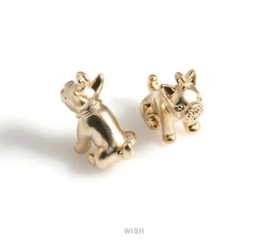 French Bulldog Pendants in Matte Gold, Bulldog Charm/ MMG-565-P