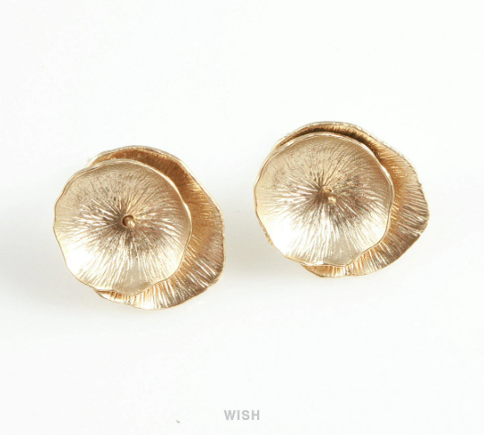 Lotus Leaf Stud Earrings in Matte Gold, Lotus Stud Earrings / MMG-412-E