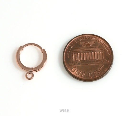 Clip Hoop Earrings in Rose Gold, Sleeper Hoop Earrings / FRG-029-E