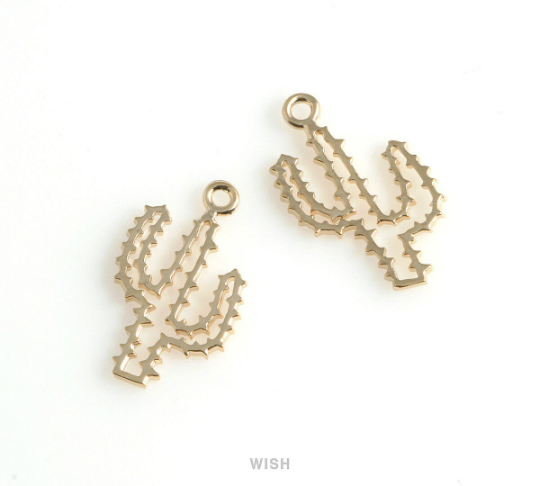 Cactus Pendant in Matte Gold, Cactus Charm /MMG-456-P
