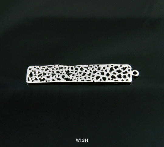 Mesh Bar Rectangle Pendants in Matte Rhodium, Rectangle Net Bar / MMRH-197-P (Small)