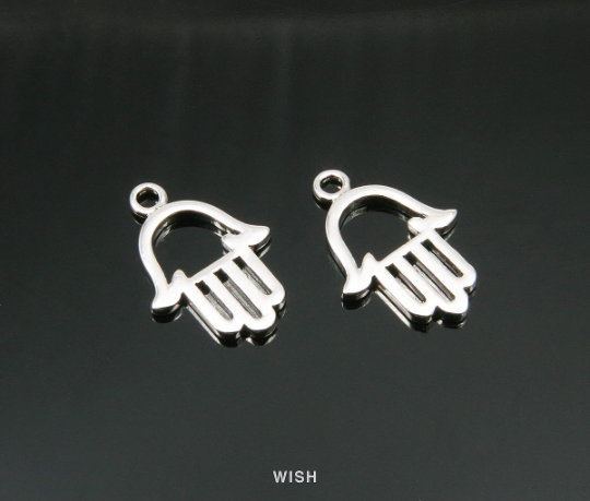 Hamsa Pendants in Rhodium, Hands Charms / MRH-012-P