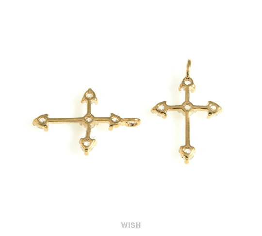 The Southern Cross and Cubic Zirconia Charms in Gold, The Cross Pendants with 5 Rhinestones/ MG-724-P