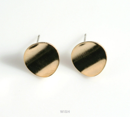 Concave Disc Stud Earrings in Gold, Concave Disc Ear Studs/ MG-598-E