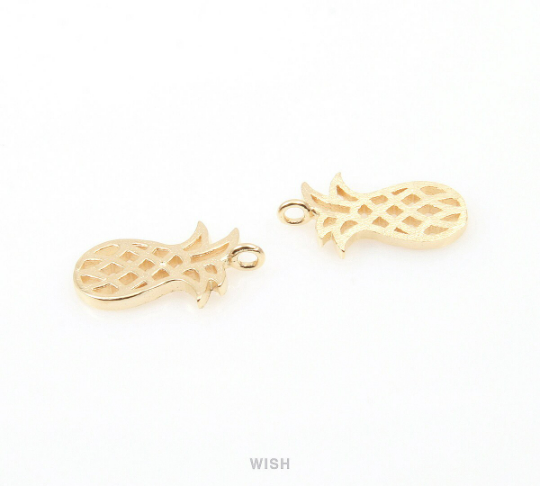 Pineapple Pendants in Matte Gold, Pineapple Charm / MMG-018-P (Vertical Loops)