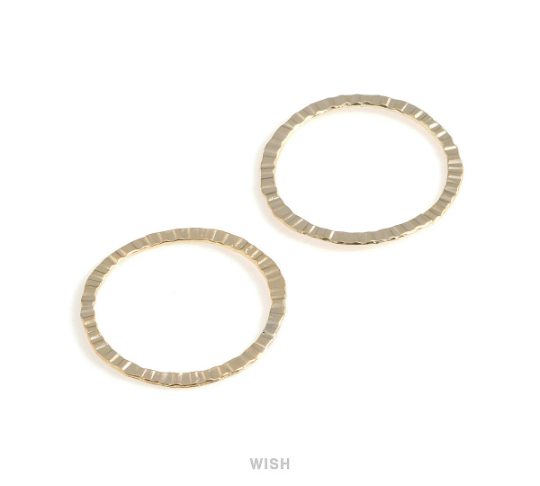 4pcs Large Hammered Circle Pendants in Matte Gold, Hammered Circle Charm / MMG-338-P2