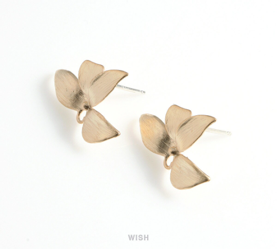 Orchid Leaf Stud Earrings in Matte Gold, Orchid Stud Earrings / MMG-586-E