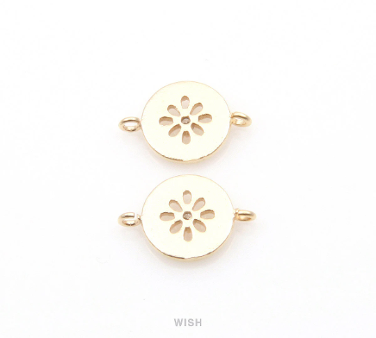 Button with Cubic Zirconia Pendant in Matte Gold, Button Charm / MMG-265-P
