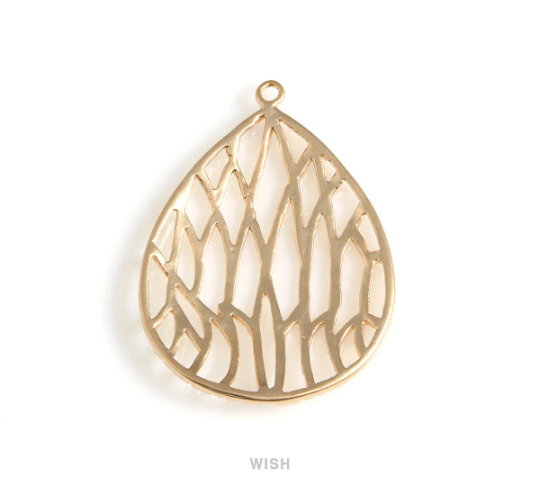 Geometric Teardrop Pendant in Matte Rhodium, Geometric Drop Charm / MMRH-644-P