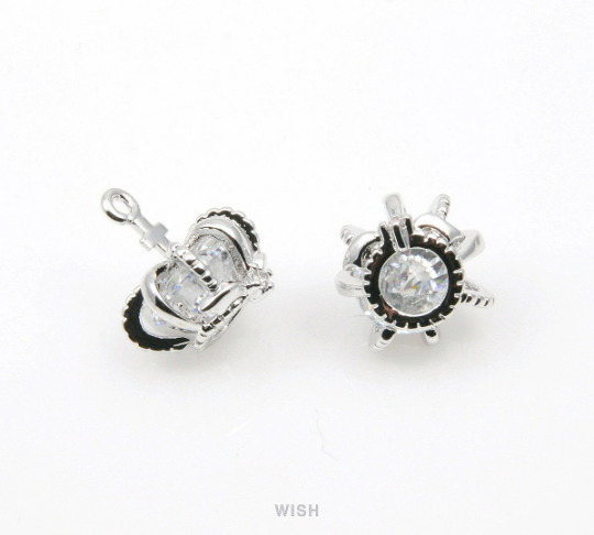 Large Cubic Zirconia in Rhodium Crown, Round Cubic Zirconia Crown / CRH-071-P