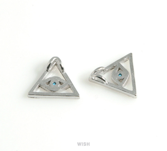 All Seeing Eye Pyramid Pendant in Matt Rhodium, Eye of Providence / MMRH-462-P