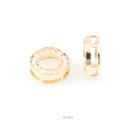 2 pcs 17 Round Cubic Zirconia in Gold Circle, Round Shape Cubic Zirconia / CG-019-P