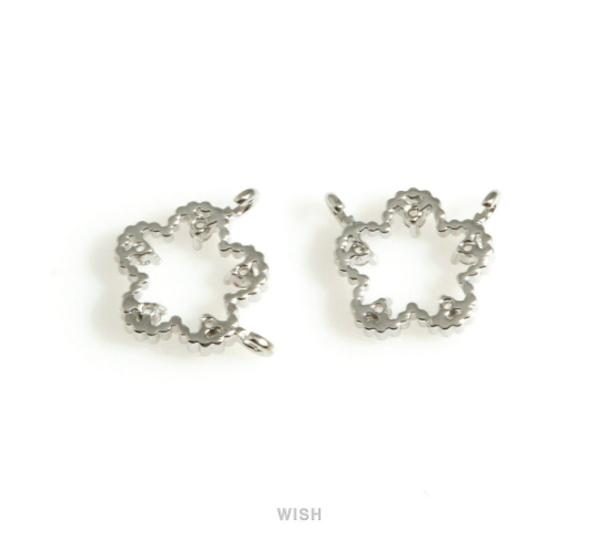 Rose of Sharon Cubic Zirconia Charm in Rhodium, Rose of Sharon Pendant