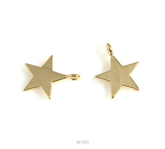 Stripe Star Pendants in Gold, Twinkle Star Charms / MG-659-P