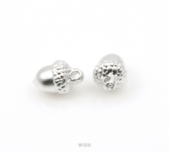 Acorn Pendant in Matte Rhodium, Acorn Charm / MMRH-245-P