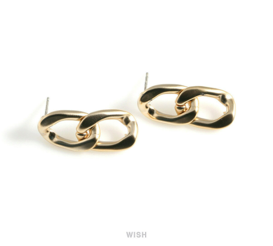 Chain Stud Earrings in Matte Gold, Chain Studs / MMG-478-E
