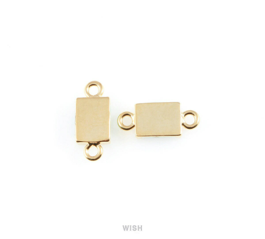 Jet Square Stone Charm in Gold, Gemstone Framed Pendant / SJTG-057-P