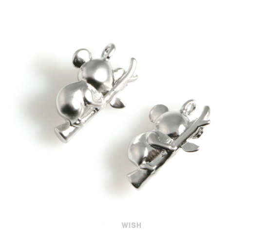 Koala Pendants in Matte Rhodium, Solid Koala Charm / MMRH-530-P