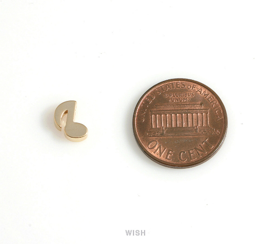 Eighth Note Charm in Matte Gold, Musical Note Necklace Beads / MMG-611-P