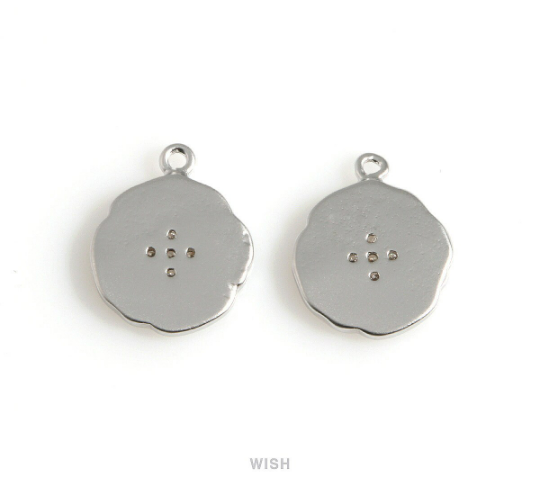 CZ North Star on Hammered Disc in Rhodium, CZ Polaris on Coin / CRH-077-P