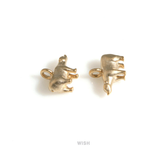 Solid Bear Pendants in Matte Gold, Polar Bear Charms / MMG-694-P