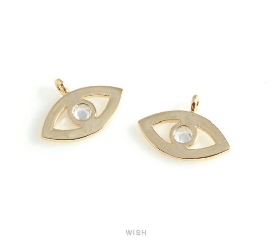 Cubic Zirconia Evil Eye Pendants in Rhodium, CZ Evil Eye Charm / CRH-066-P