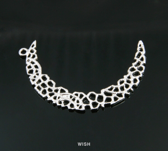 Mesh Crescent Pendant in Matte Rhodium, Crescent Charm / MMRH-334-P