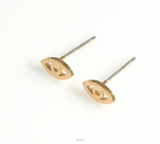 Evil Eye Stud Earrings in Matte Gold, Evil Eye Earrings / MMG-623-E