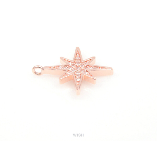 The North Star Cubic Zirconia Pendants in Rose Gold, the Lodestar Charms / CRG-043-P
