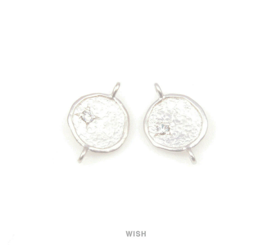 Round Connectors with Cubic Zirconia in Matte Gold, Round Charms/ MMG-028-C
