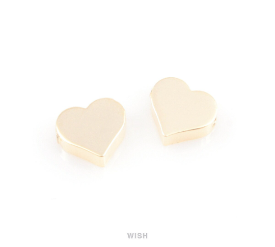 Small Heart Pendants in Gold, Heart Beads / MG-039-B