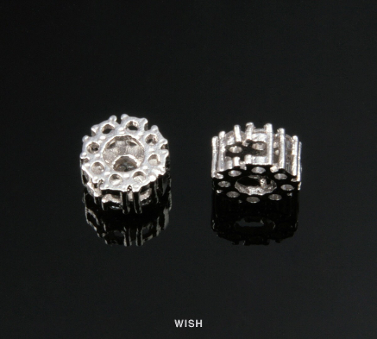 Nine Round Cubic Zirconia Charms in Rhodium, Round Cubic Zirconia Pendants / CRH-020-P